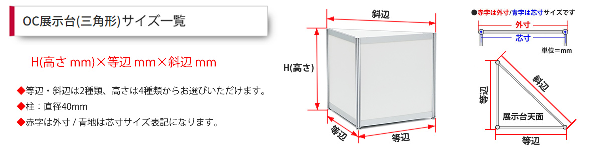 スクエアOC展示台のサイズ